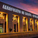 Exterior of Málaga Airport and Marbella property buyers arriving to the Costa del Sol at sunset.