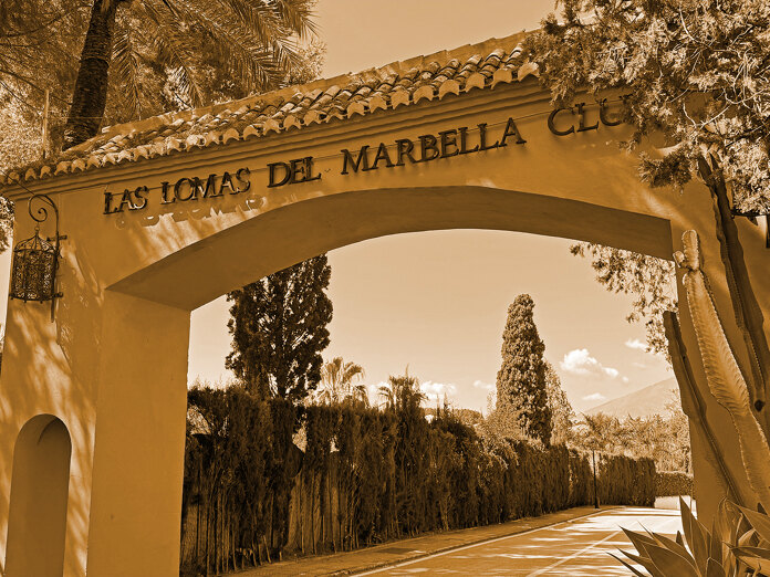 Entrance arch of Las Lomas del Marbella Club on Marbella’s Golden Mile