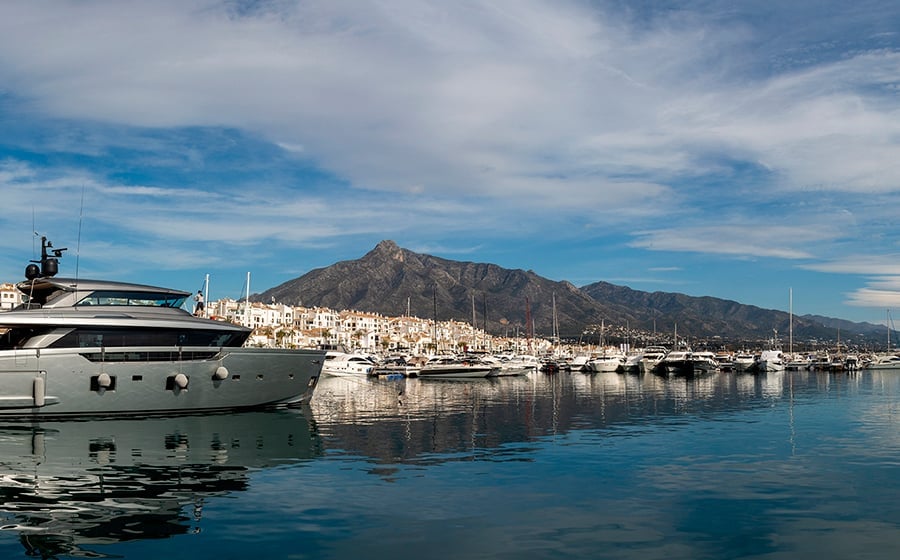 Yacht in the marina of Marbella