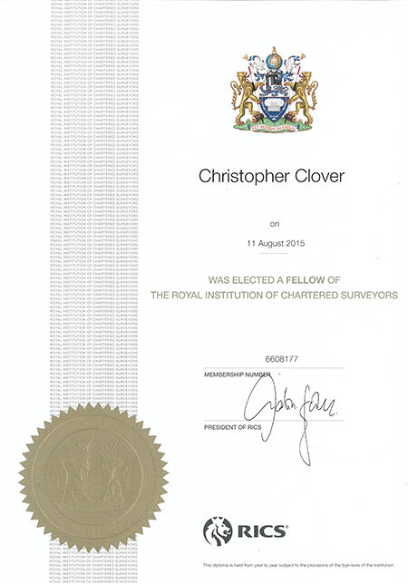 Christopher Clover, eminent Fellow of RICS.