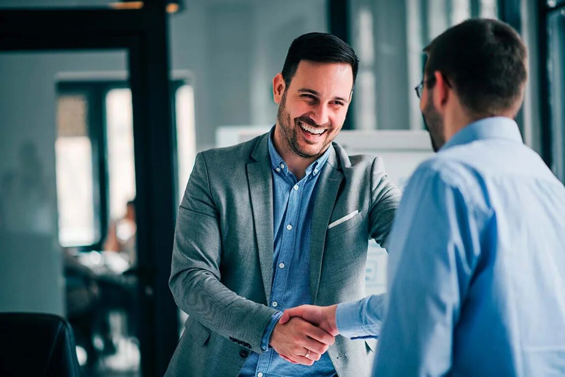 Buyer and seller handshake