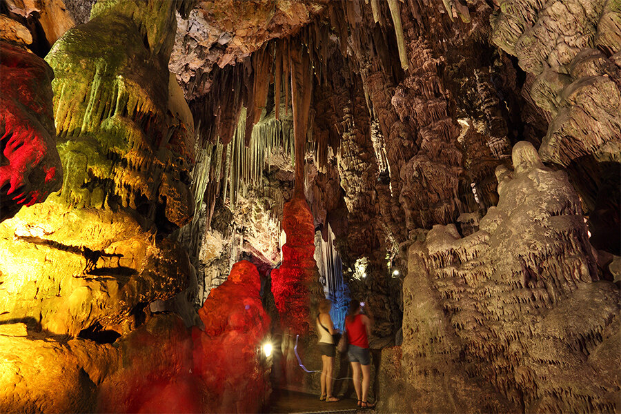 Visitors inside the Caves of Nerja