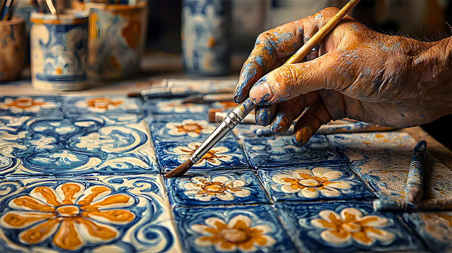 Hand crafted ceramic tiles add a special touch