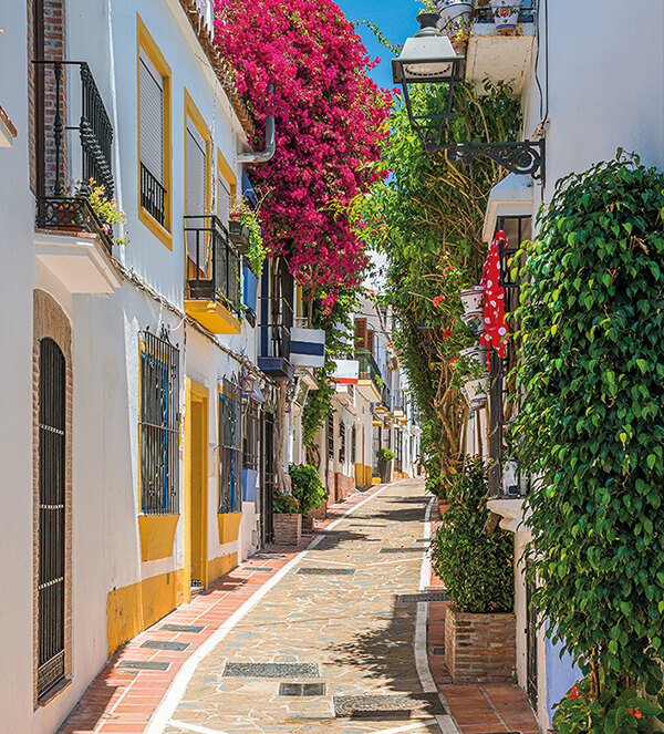A shot of the streets of Marbella's old town. Investing in property in Marbella is commonplace thanks to its status as an internationally renowned destination.