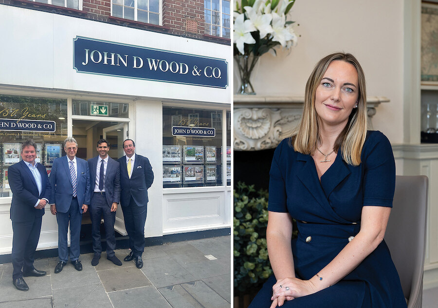 On the left (from left to right): Robert Green, Director John D Wood & Co., Chris Clover, Managing Director Panorama, Alfonso Muñoz, Assistant Sales Director at Panorama, Alasdair Hedley, Head of International at John D Wood & Co. and on the right: Polly Ogden Duffy, Managing Director of John D Wood & Co.
