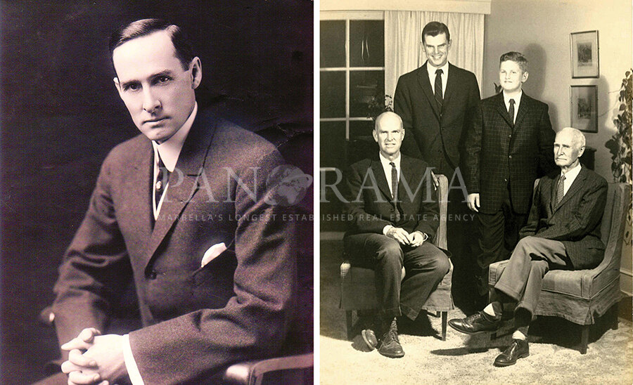 À gauche : Burtt Byron Clover en 1904. À droite : Trois générations de la famille Clover