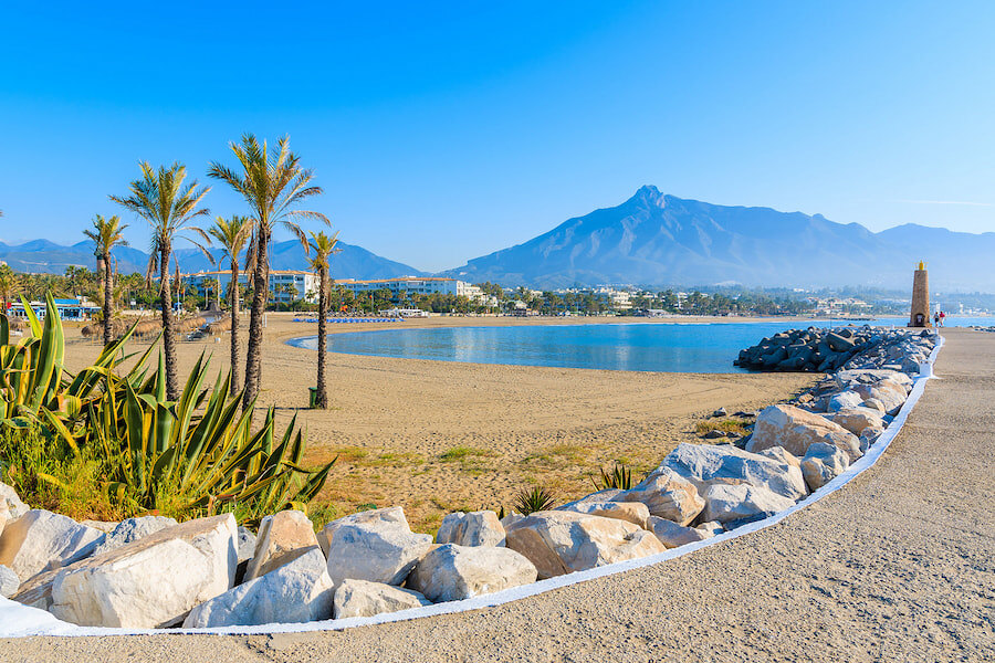 Sierra Blanca is just 10 minutes from this beach in Puerto Banús