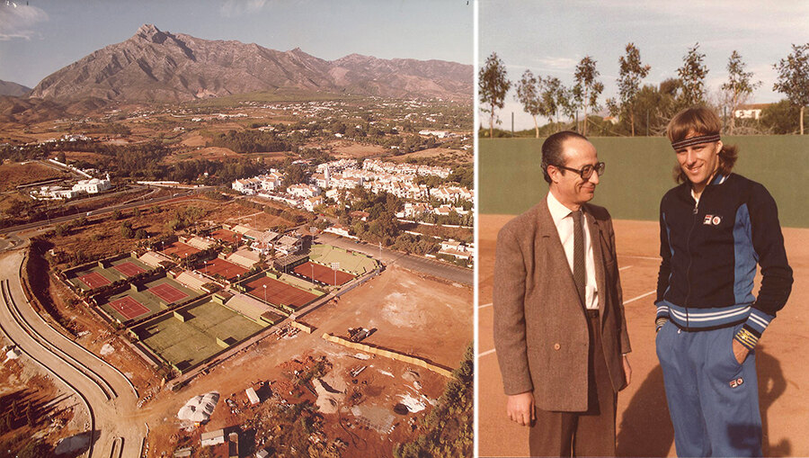 View of the Tennis Club under construction, 1979 and Bjorn Borg the first manager of the club