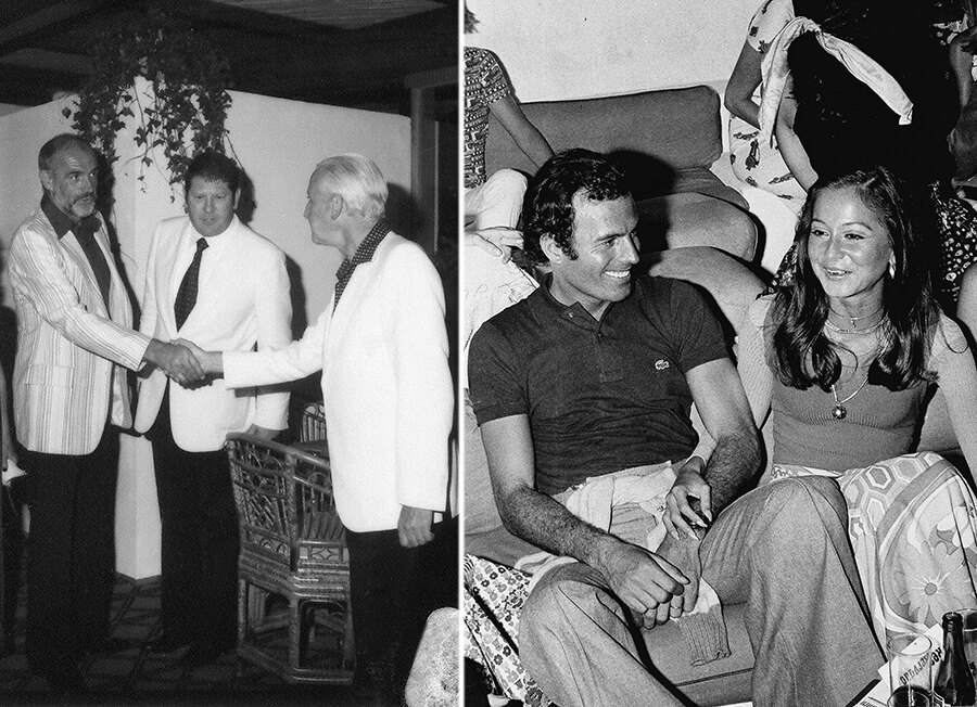 Sean Connery arrives at Puente Romano. Right: Julio Iglesias & Isabel Preysler