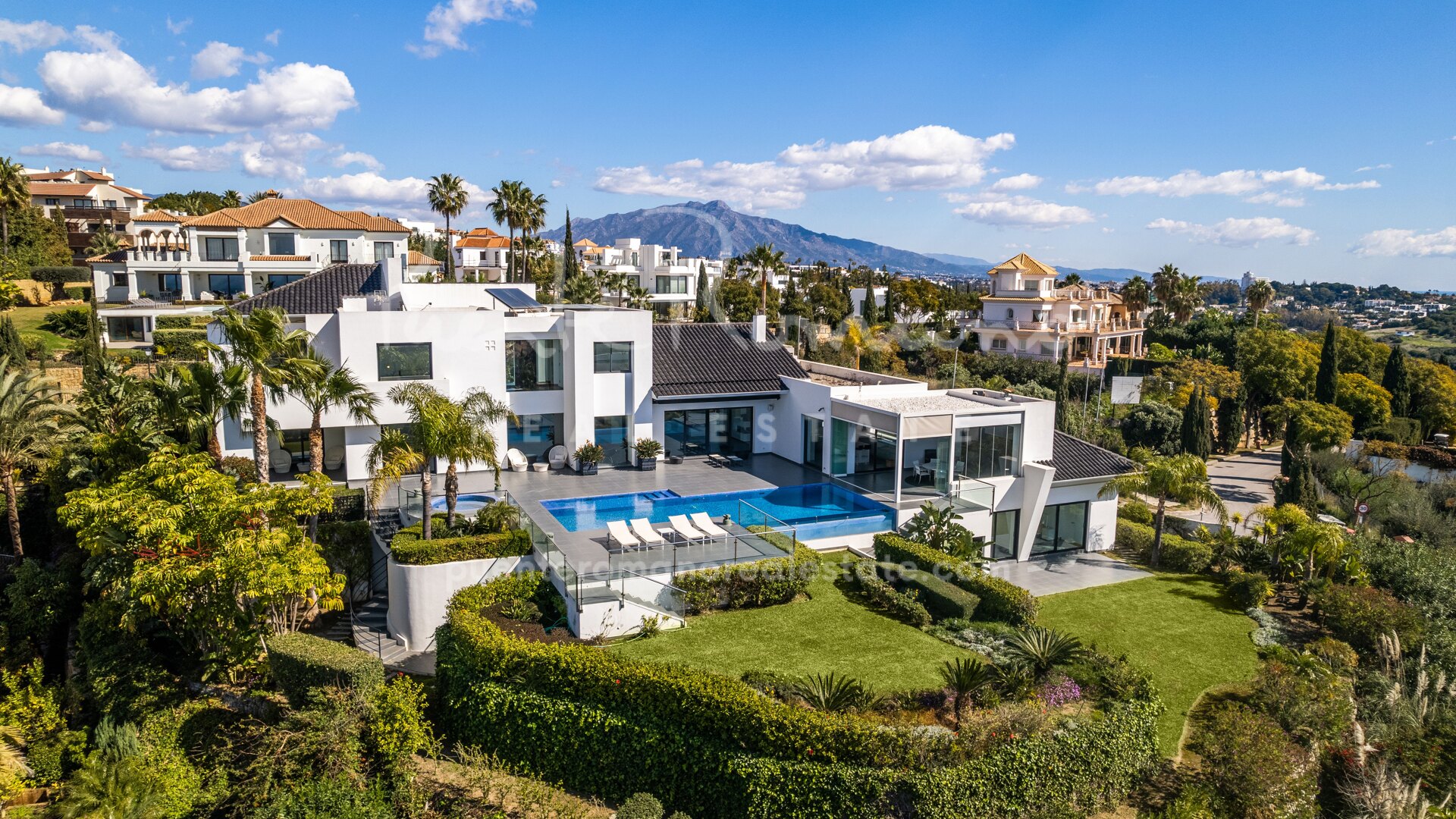 Contemporary design villa just a few meters from the famous Hotel Villa Padierna with stunning sea views