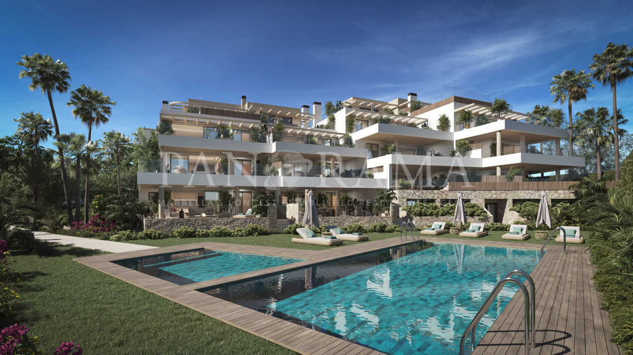 New construction of apartments with private pool and sea views in Cabopino