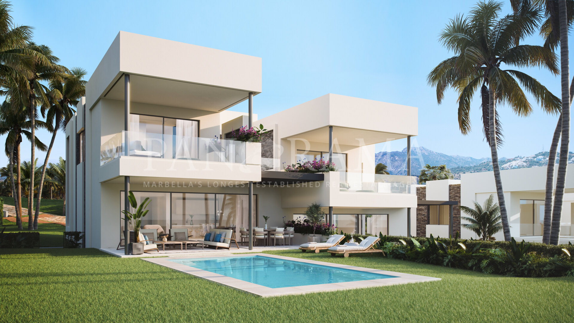 Modern semidetached villas under-construction in Santa Clara with private gardens and pools