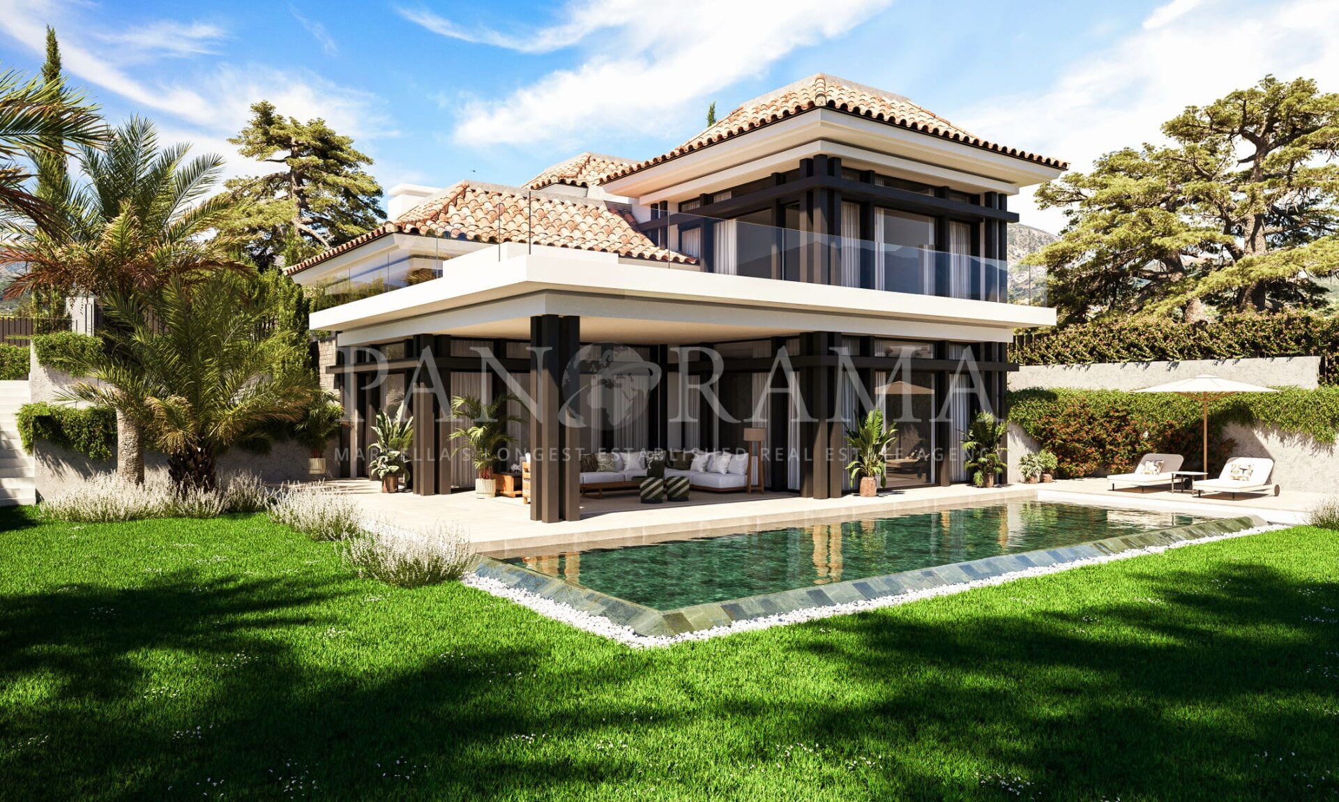 Villa contemporaine de style méditerranéen dans un emplacement prestigieux près du complexe Puente Romano et de la plage