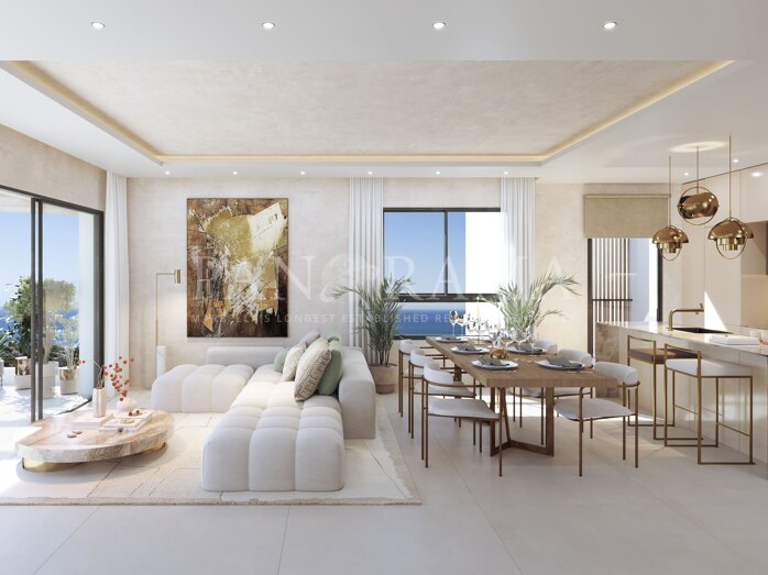 Nouvel appartement au rez-de-chaussée avec piscine privée et vue sur la mer à Cabopino