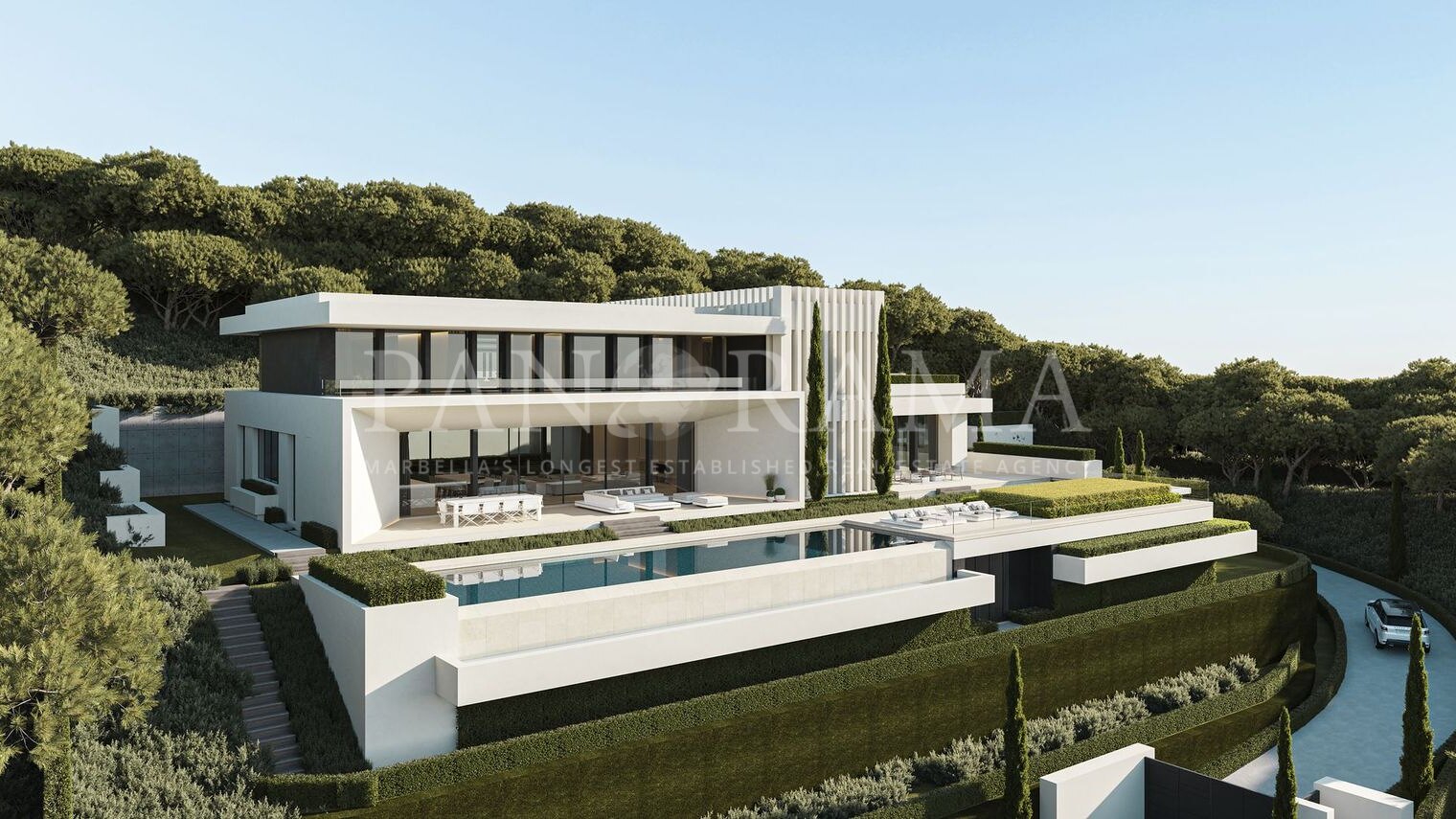 Uitzonderlijke eigentijdse villa met panoramisch zeezicht en tijdloos design van Tobal Arquitectos