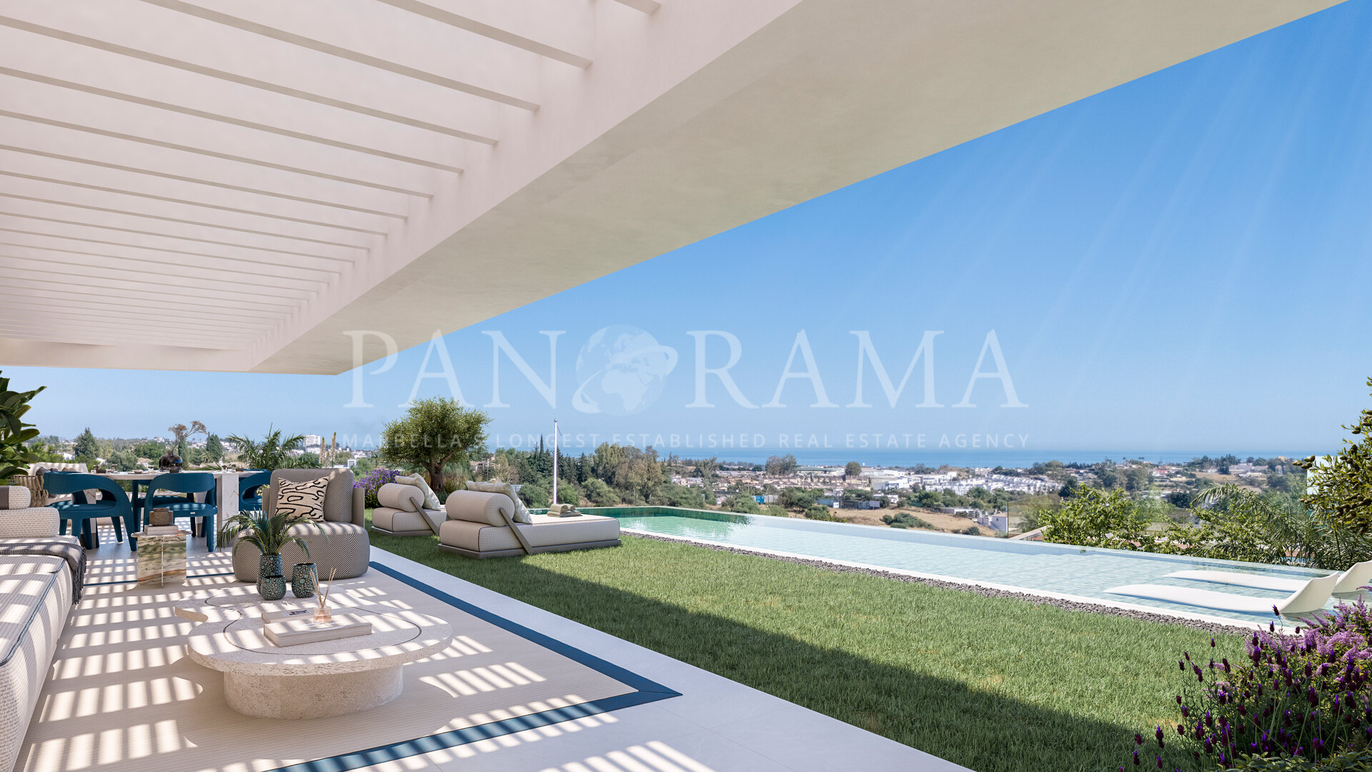 Refined duplex groundfloor apartment with private pools in Puerto de Los Almendros, Benahavís