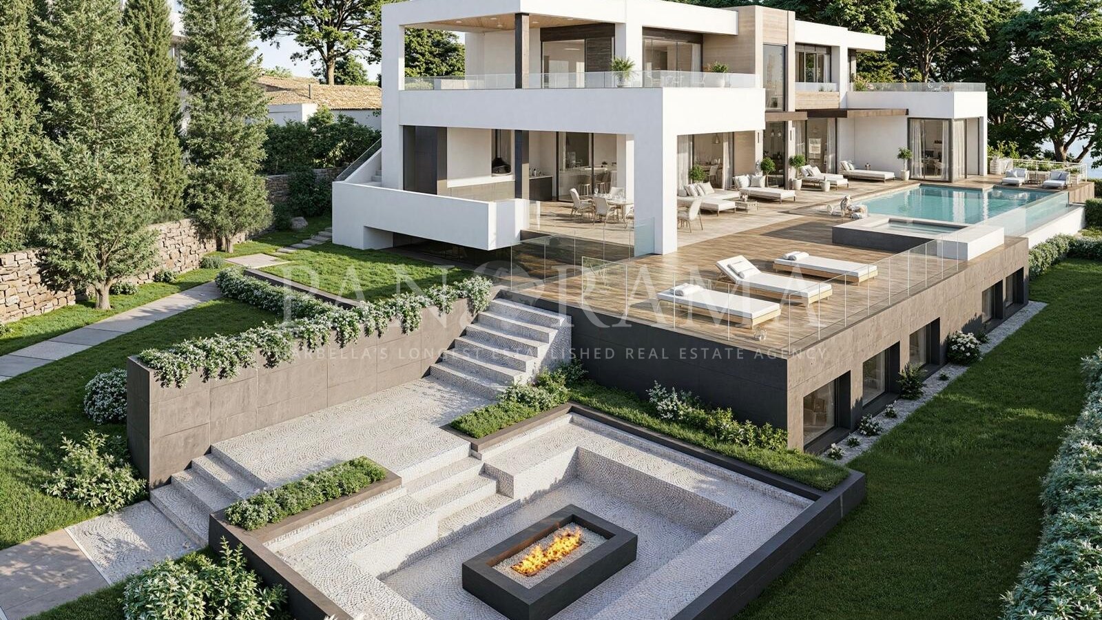 Luxe villa in aanbouw met zeezicht en uitzicht op La Concha in de Golfvallei