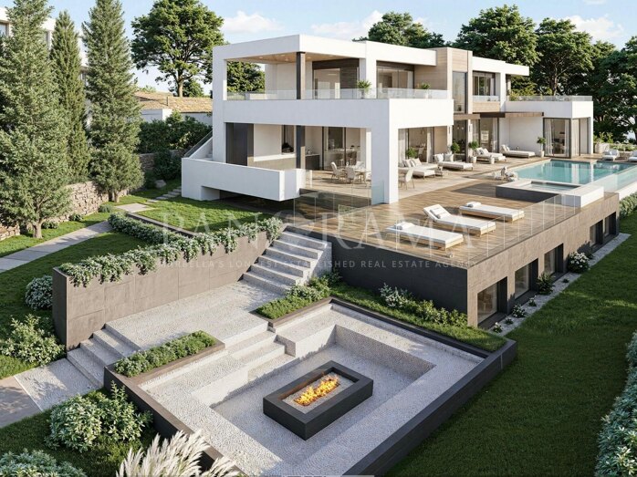 Luxe villa in aanbouw met zeezicht en uitzicht op La Concha in de Golfvallei
