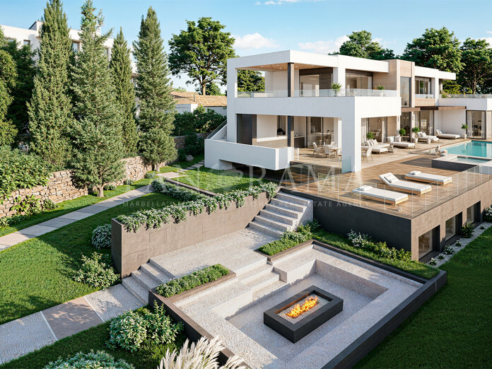 Villa de lujo en construcción con vistas al mar y a La Concha en el Valle del Golf