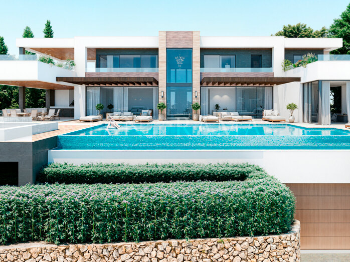 Villa de luxe en construction avec vue sur la mer et la montagne de La Concha dans la Vallée du Golf
