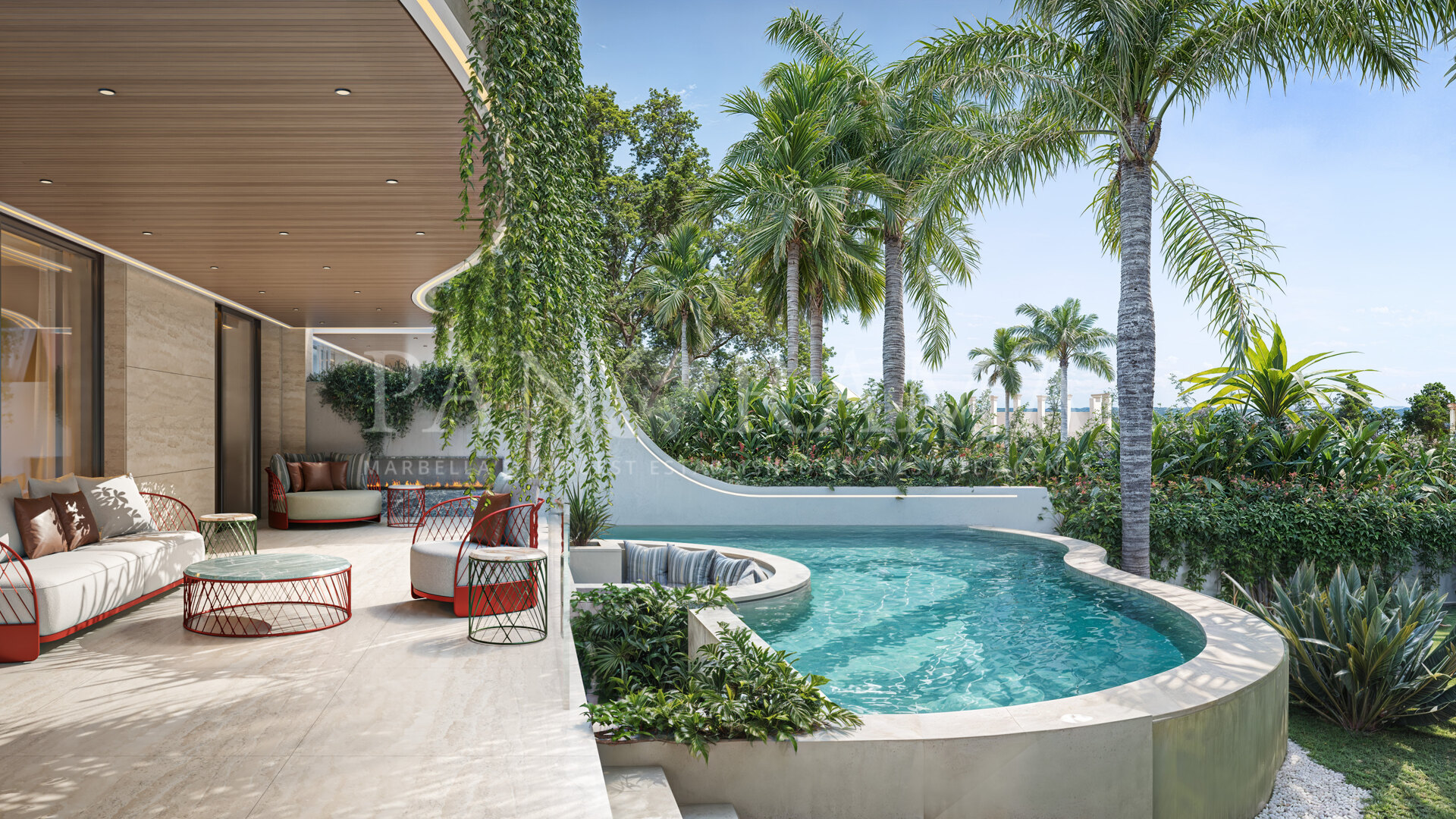 Ultra luxury duplex garden apartment with private pool in Aída, a boutique community steps to Puente Romano