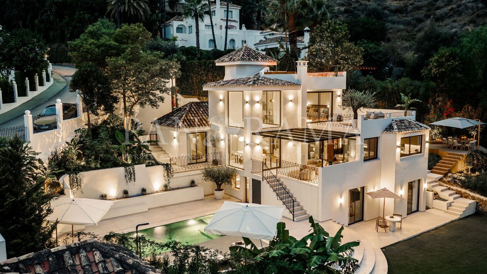 Elegant villa in a gated Nueva Andalucía community with mountain views and luxury wellness features
