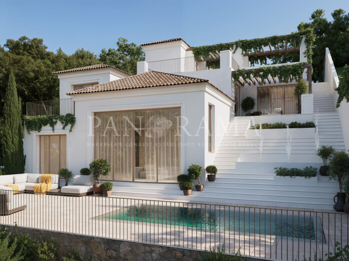 Impressionnante villa méditerranéenne aux matériaux naturels à Elviria Hills