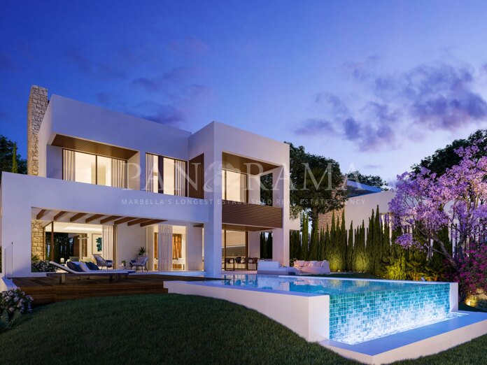 Modern villa in a gated community on the Golden Mile with panoramic sea views